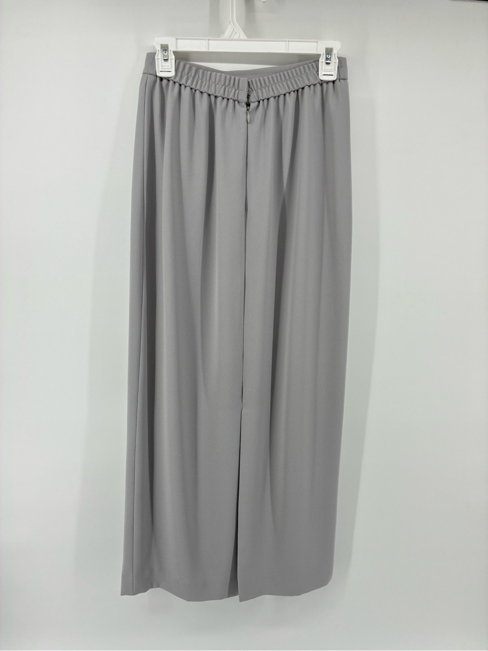 Vintage Sleek Light Gray Maxi Pencil Column Skirt Back Slit - Picture 6 of 11